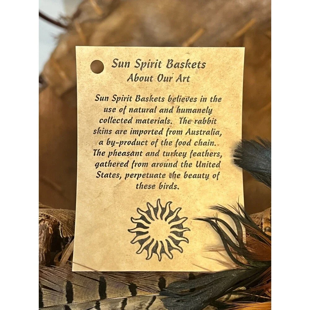 Vtg SUN SPIRIT Baskets Handmade Native Inspired Southwest Decor X-LARGE Feathers